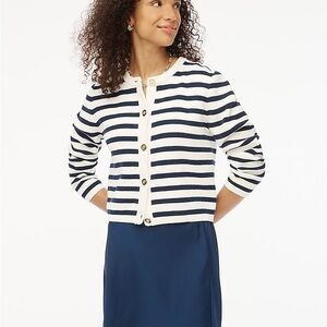 NWT J. Crew Striped Navy and White Cardigan